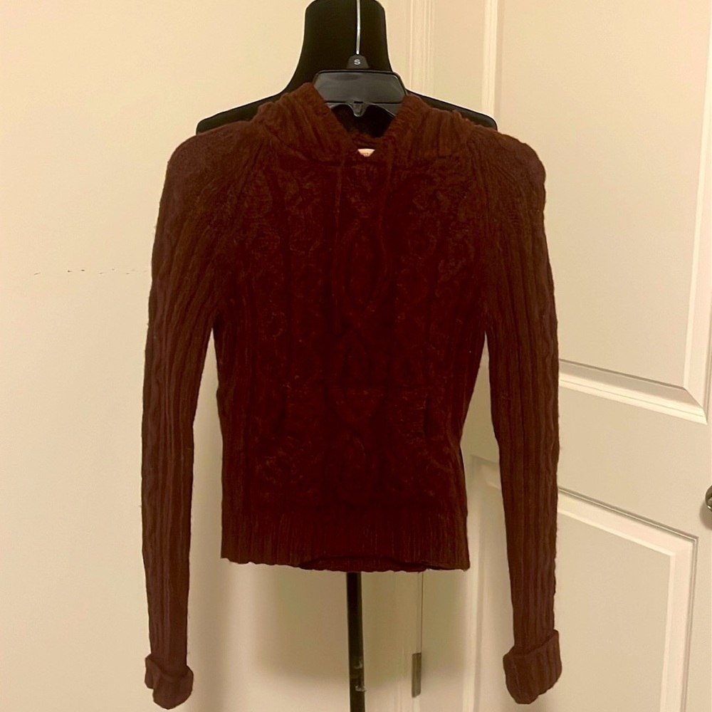 NWT Vintage Abercrombie & Fitch Pullover Hooded Cable Knit Sweater Size M NWT
